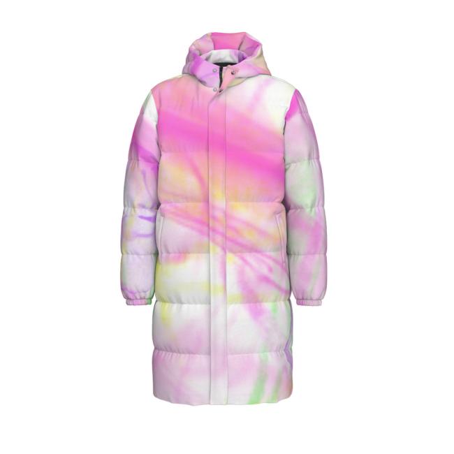 Preview: Warme Wintermantel mit Hundemotiv Hexe – Popart Hundemotiv, 90% Daunen, 10% Federn, bunt, stylisch, AmStaff, Staff, Staffordshire, Pitbull, Pit, Soka, Größe XS- 4XL